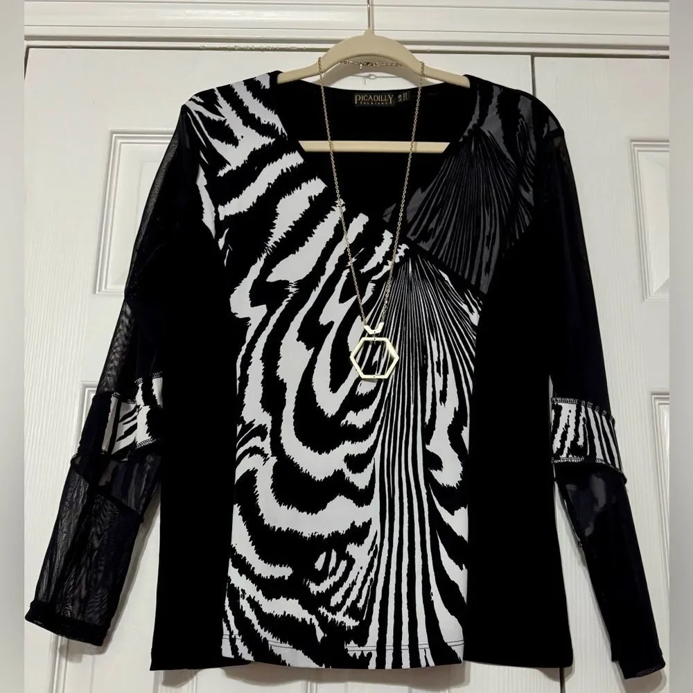 Picadilly Fashions black & white top! - Picture 7 of 14
